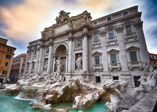 Обои картинки фото fontana di trevi - rome, города, рим,  ватикан , италия, дворец