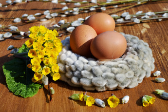 Картинка праздничные пасха яйца верба цветы