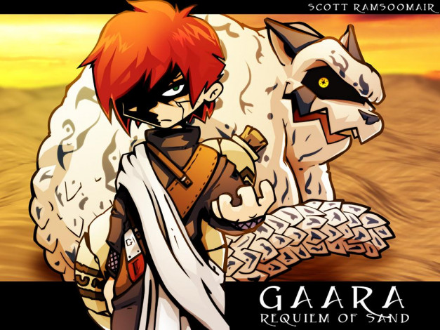 Обои картинки фото gaarawallaper, аниме, naruto, gaara
