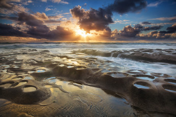 Картинка природа восходы закаты камни побережье закат море