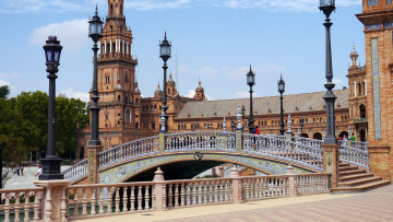 Картинка города севилья+ испания фонари мост