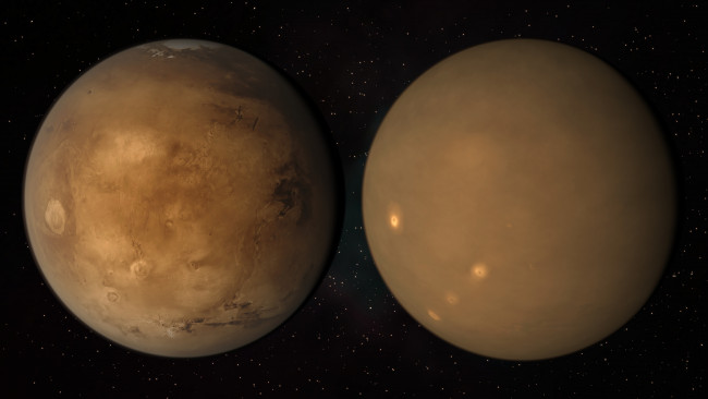 Обои картинки фото космос, марс, шторм, планета, mars, пыль, поверхность