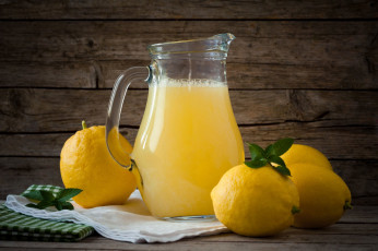Картинка еда напитки +сок кувшин сок лимонный лимоны мята