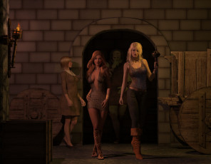 Картинка 3д+графика фантазия+ fantasy девушки взгляд фон
