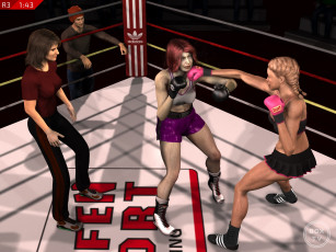 Картинка 3д+графика спорт+ sport взгляд фон девушки бокс ринг