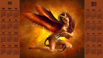 Картинка календари фэнтези девушка взгляд крылья существо