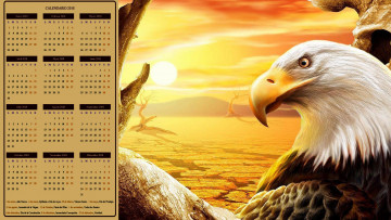 обоя календари, рисованные,  векторная графика, птица, профиль, голова, орел, пустыня