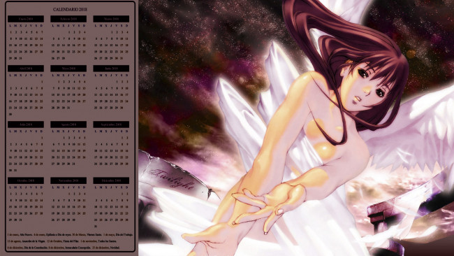 Обои картинки фото календари, аниме, девушка, взгляд, лицо