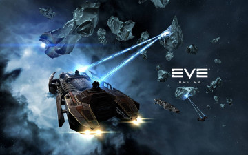 Картинка видео+игры eve+online астероиды туманность космические корабли космос