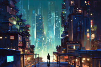 Картинка аниме город +улицы +интерьер +здания нейросети графика нейроарт ai art нейронные сети рисунки нейро искусство