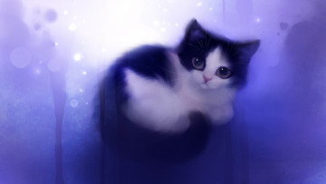 Картинка рисованные животные котёнок