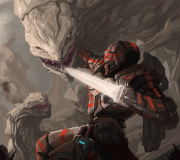 Картинка фэнтези существа арт солдат монстры оружие броня