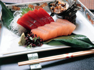 обоя еда, рыба,  морепродукты,  суши,  роллы, кухня, тунец, японская