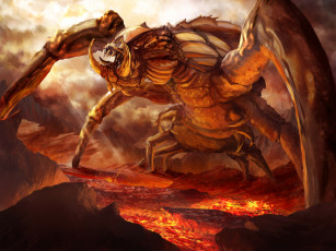 Картинка фэнтези существа вулканическая лава монстр чудовище