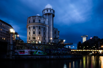 Картинка австрия города вена+ ночь фонари здания водоем