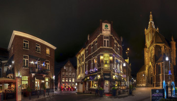 Картинка города -+огни+ночного+города нидерланды рурмонд лимбург roermond - netherlands