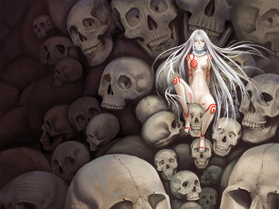 Картинка аниме deadman wonderland девушка черепа shiro