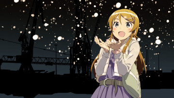 обоя аниме, oreimo, снег, девушка