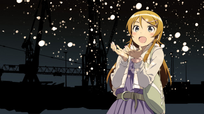 Обои картинки фото аниме, oreimo, снег, девушка