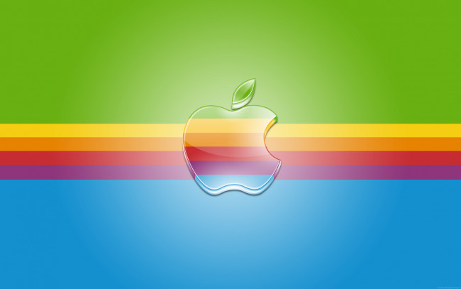 Обои картинки фото компьютеры, apple, лого, радуга, полосы