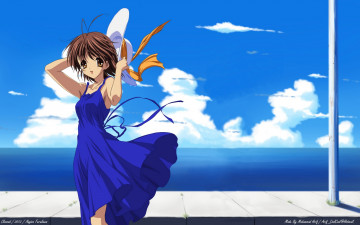 Картинка аниме clannad девушка облака платье