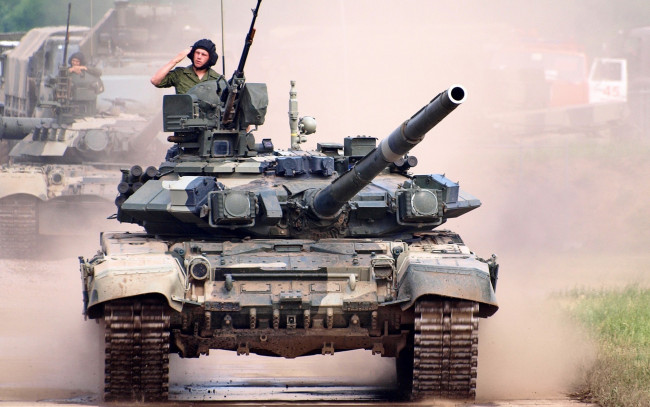 Обои картинки фото 90, техника, военная, основной, боевой, танк, вс, россия, марш, танкист