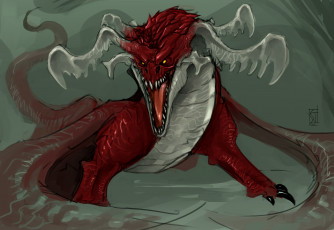 Картинка рисованные животные +сказочные +мифические дракон клыки