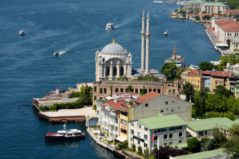 обоя города, стамбул , турция, море, мечеть