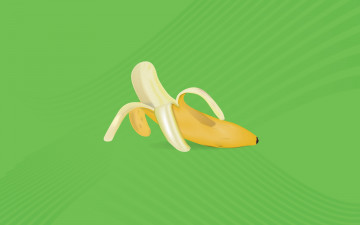 Картинка векторная+графика еда банан зеленый фон кожура