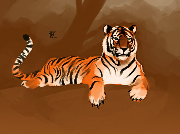 Обои картинки фото рисованные, животные,  тигры, тигр