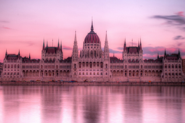 Обои картинки фото города, будапешт , венгрия, парламент, вечер