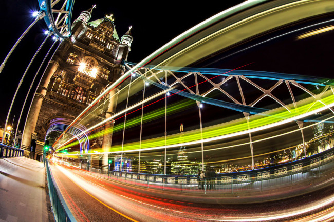 Обои картинки фото города, лондон , великобритания, london, выдержка, свет, огни, ночь, тауэрский, мост, лондон, tower, bridge