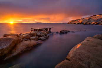 Картинка природа побережье закат море скалы
