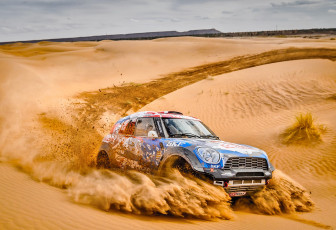 Картинка спорт авторалли raid дюна x-raid mini cooper песок пустыня ралли rally жара гонка скорость