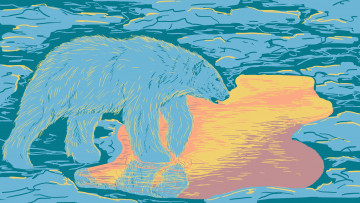 Картинка векторная+графика животные+ animals белый медведь льдины