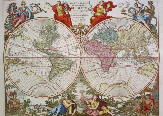 Картинка старинная карта мира разное глобусы карты полушария континенты