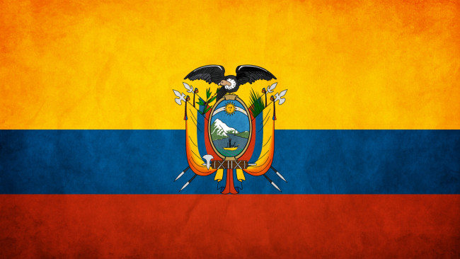 Обои картинки фото эквадор, разное, флаги, гербы, желтый, синий, красный, орел