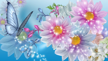 Картинка разное компьютерный дизайн цветы бабочка