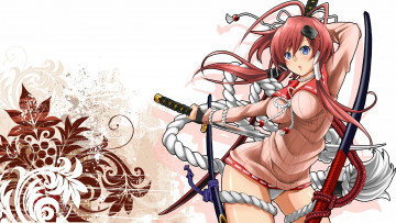 Картинка аниме samurai girls мечи девушка свитер грудь