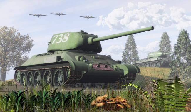 Обои картинки фото техника, 3d, танки, самолеты