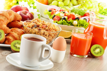 Картинка еда разное завтрак выпечка салат сок кофе