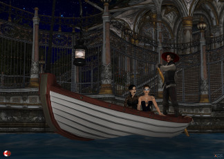 Картинка 3д+графика люди+ people девушка взгляд венеция лодка парень фон
