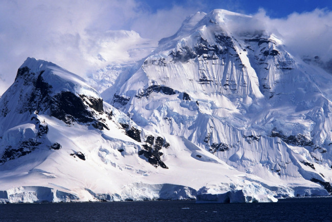 Обои картинки фото природа, горы, лед, снег, море, скалы