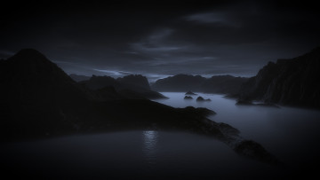 Картинка природа пейзажи горы река ночь