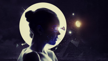 Картинка разное компьютерный+дизайн профиль девушка луна пирамиды