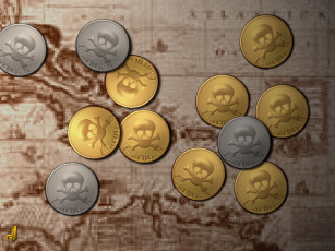 Картинка 3д графика horror ужас монеты жетоны черепа