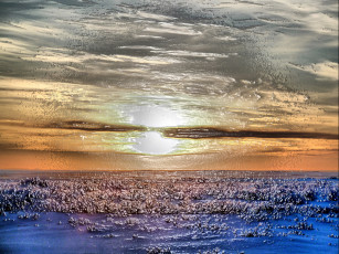 Картинка гравюра разное компьютерный дизайн солнце небо тундра зима закат