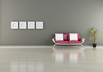 Картинка 3д графика realism реализм интерьер диван стена