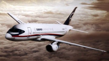 Картинка superjet 100 авиация пассажирские самолёты лайнер полет облака сухой