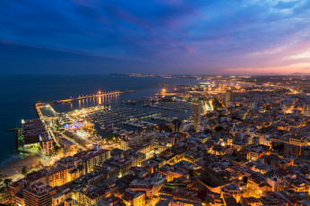Картинка alicante+twilight города -+огни+ночного+города огни побережье